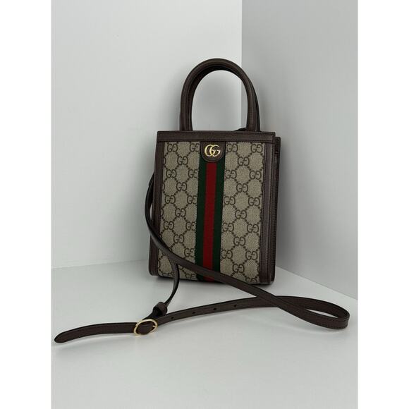 Gucci Handbags - GUCCI Ophidia GG Supreme Super Mini Crossbody Handbag Canvas Beige Brown